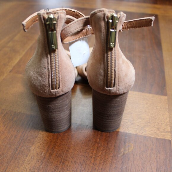 Lucky Brand Tan Knot Suede Stacked Heel Nacito Sandals - Picture 5 of 16